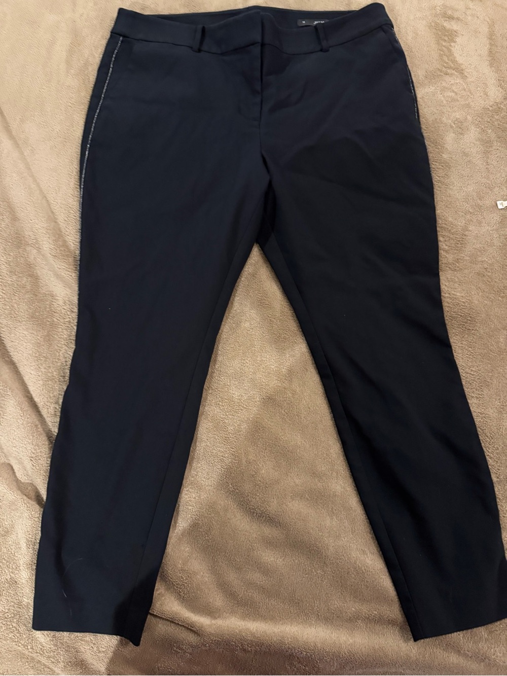 LOFT Plus Black Skinny Ankle Pants Silver Piping Size 14